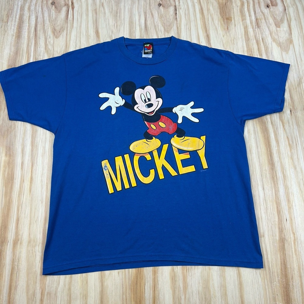 Vintage 90s Mickey Mouse Graphic T-shirt 2XL Blue Mickey Unlimited‎ Disney